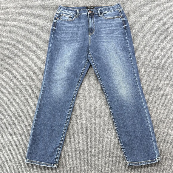 Judy Blue Denim - Judy Blue Slim Fit Jeans Women 15/32 Blue Medium Wash Straight Leg Stretch Denim